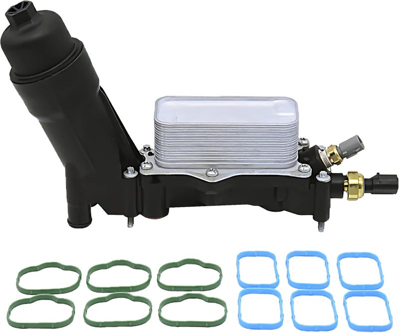 fokes Engine Oil Cooler and Oil Filter Housing Adapter gaskets Sensor Kit Compatible with 2014-2017 Chrysler 200/300 Dodge Journey Jeep Wrangler Ram 3.6L Replace# 68105583AF 68105583AA - Image 1